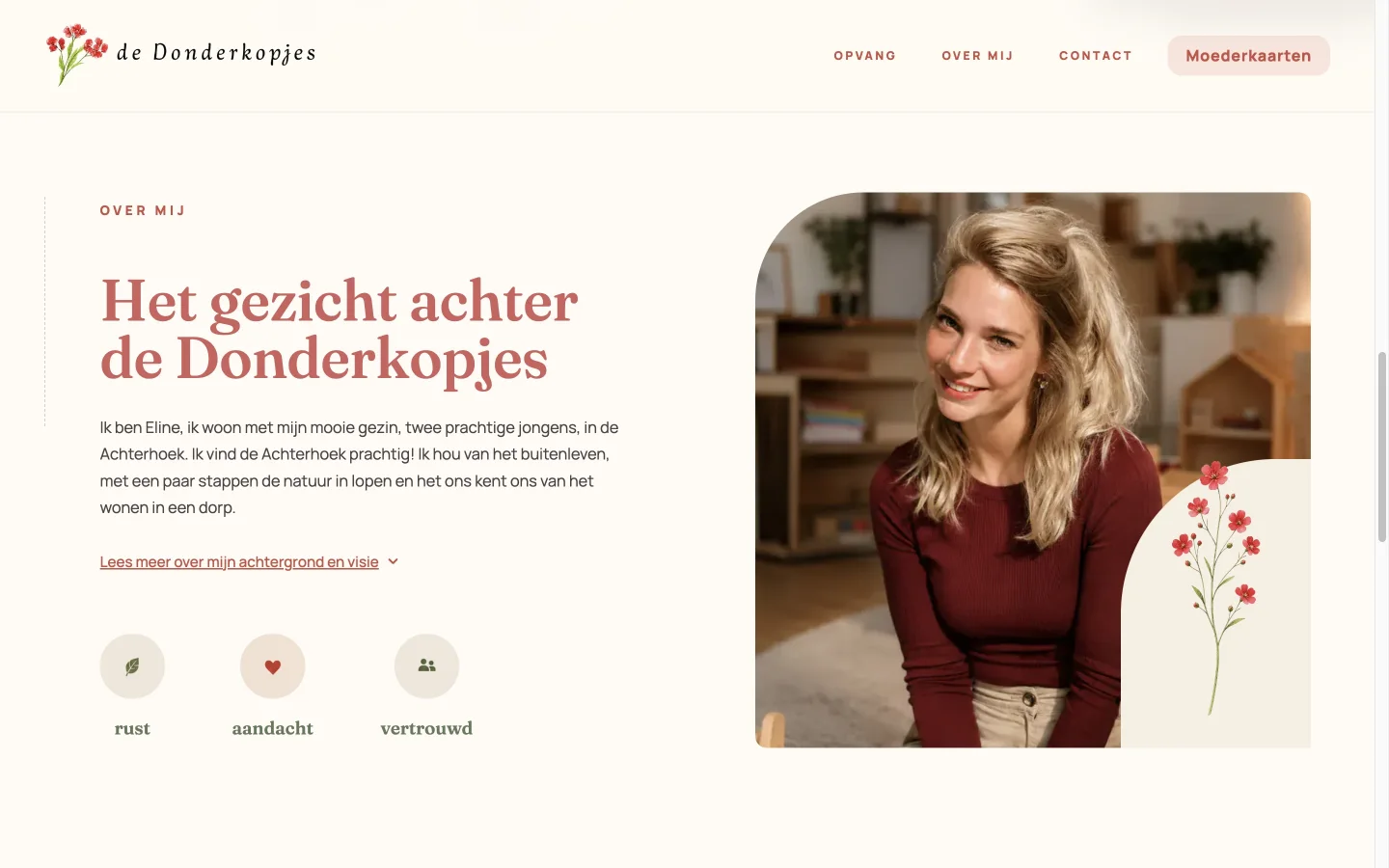 Website van De Donderkopjes op desktop