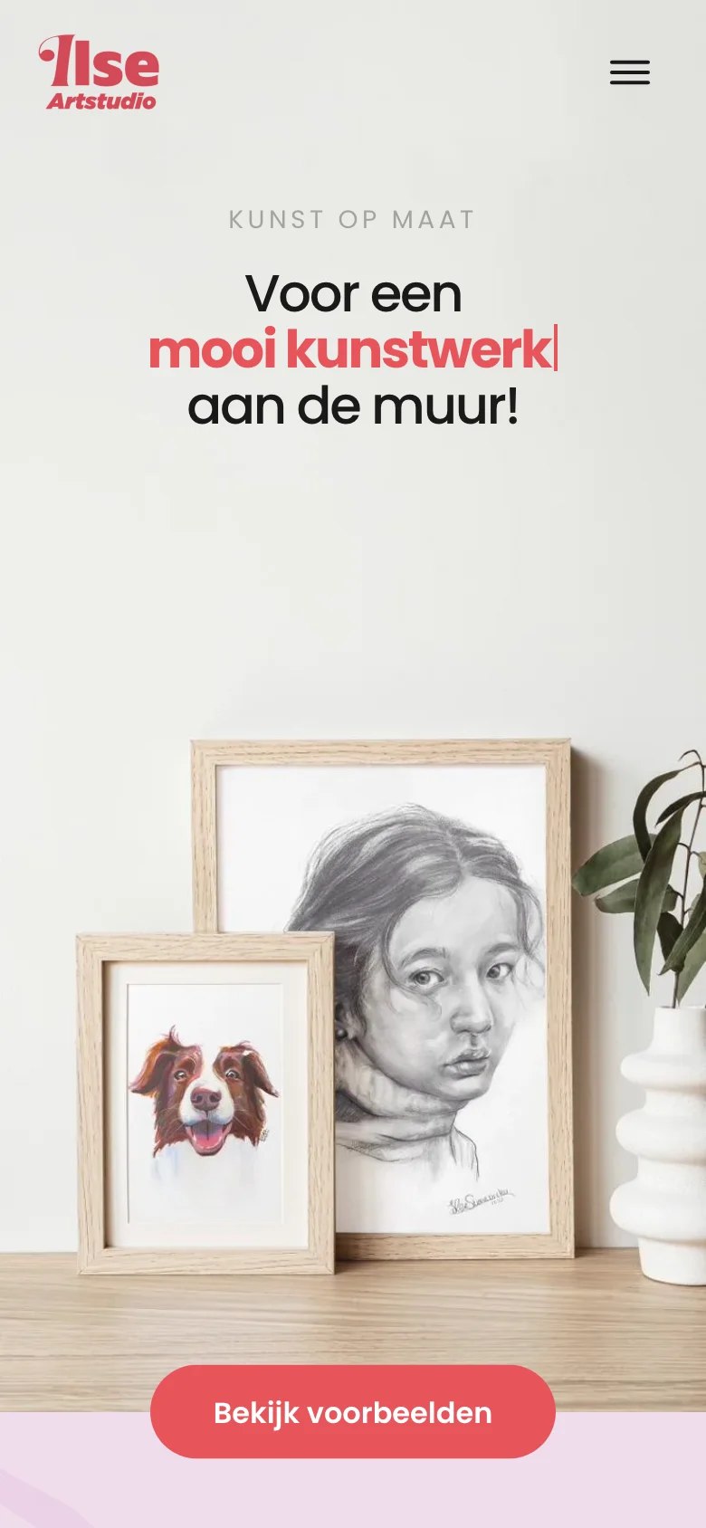 Mobiele website van Ilse Artstudio