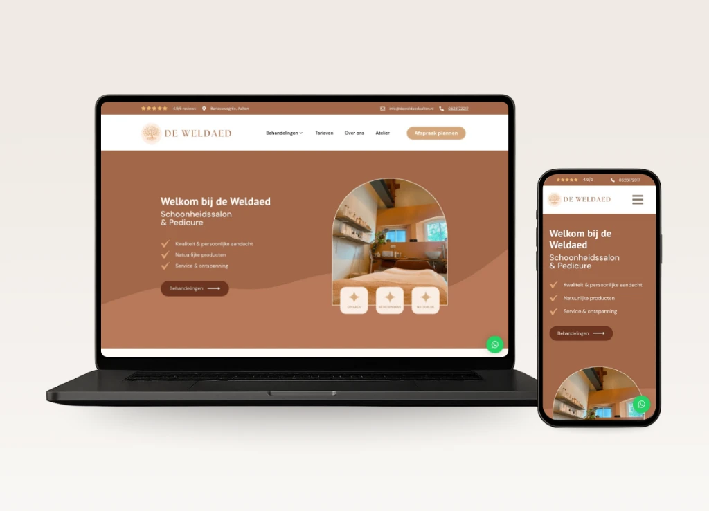 Bouwen van een website voorbeeldwebsite De Weldaed