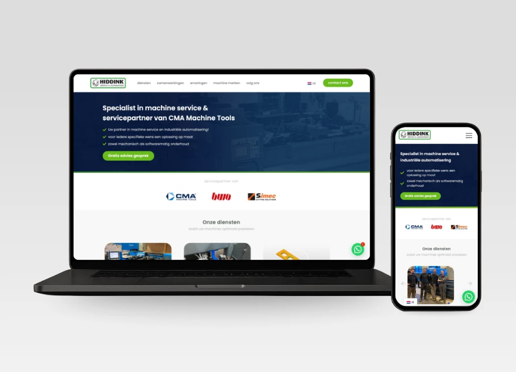 Professionele website laten maken voorbeeldwebsite Hiddink Service Automation