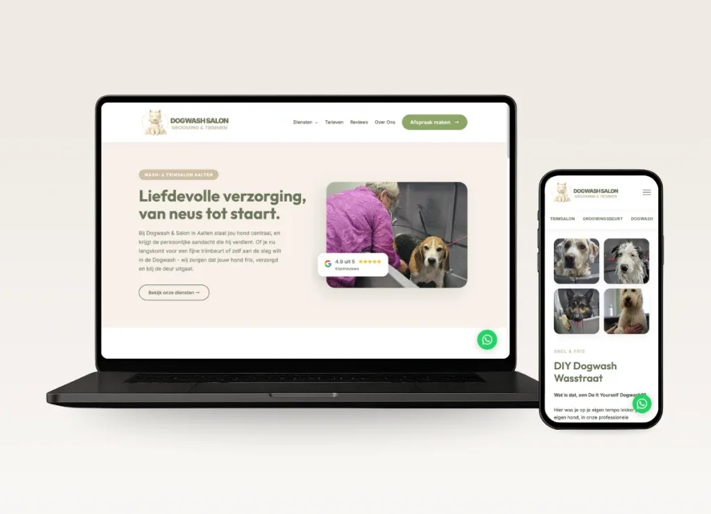 Website bouwer Aalten voorbeeld Dogwash & Salon
