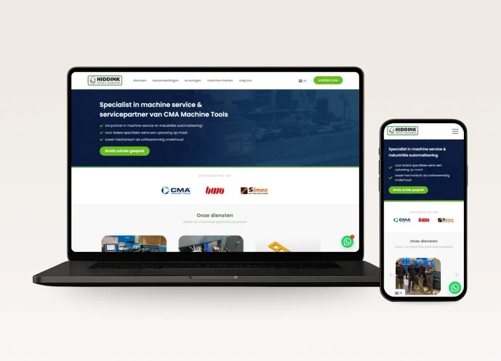Website bouwer Aalten voorbeeld Hiddink Service Automation