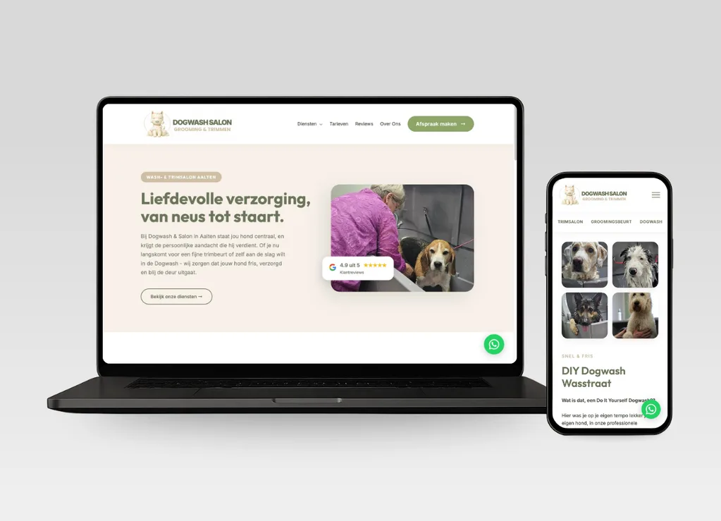 Website laten maken Aalten voorbeeld Dogwash & Salon