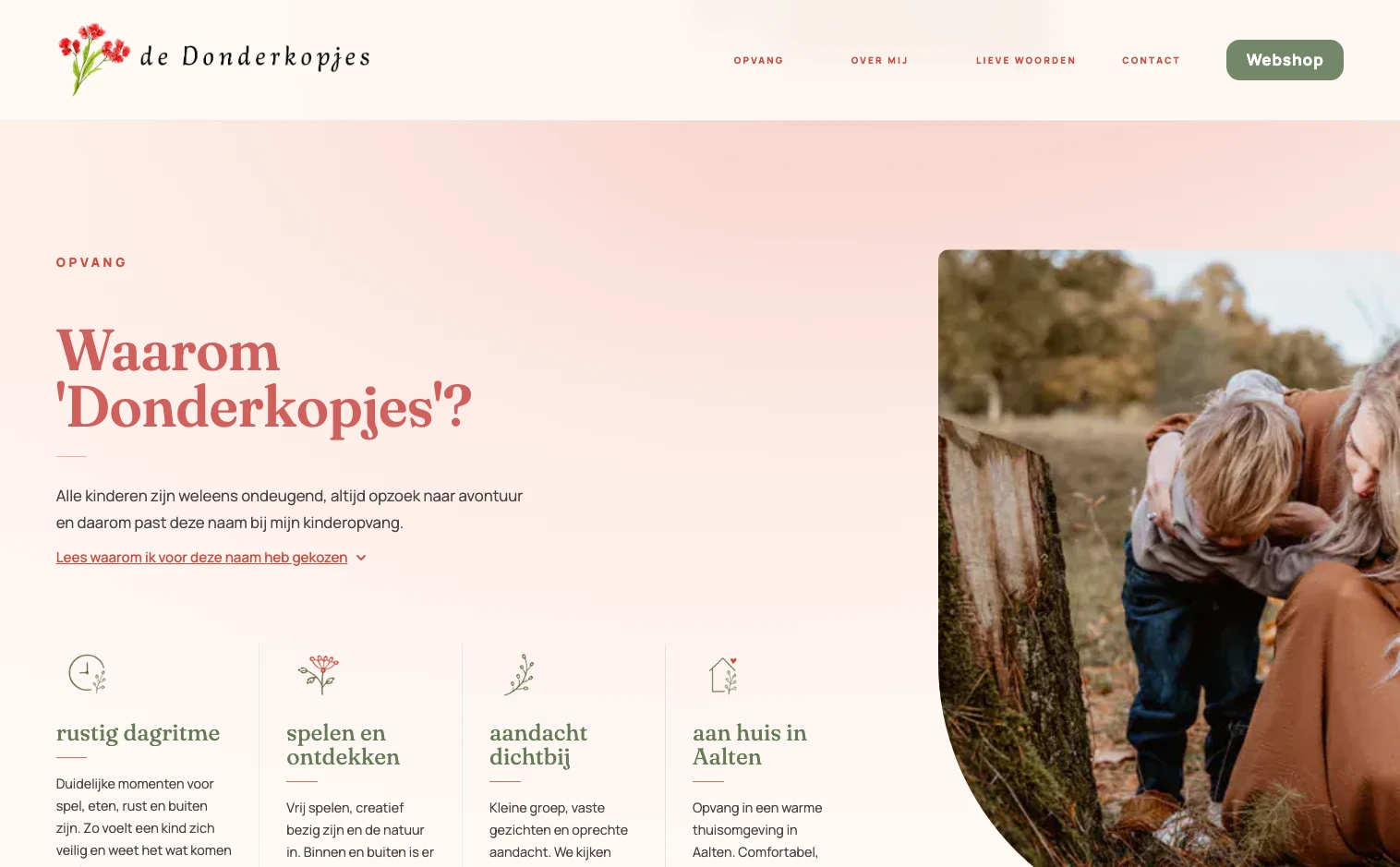 De opvang leren kennen op de desktopwebsite van De Donderkopjes