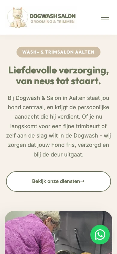 Mobiele website van Dogwash & Salon
