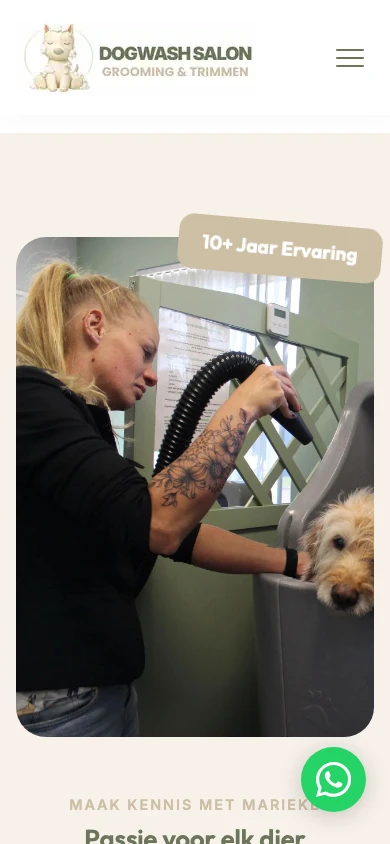 Kennismaken met Marieke op de mobiele website van Dogwash & Salon