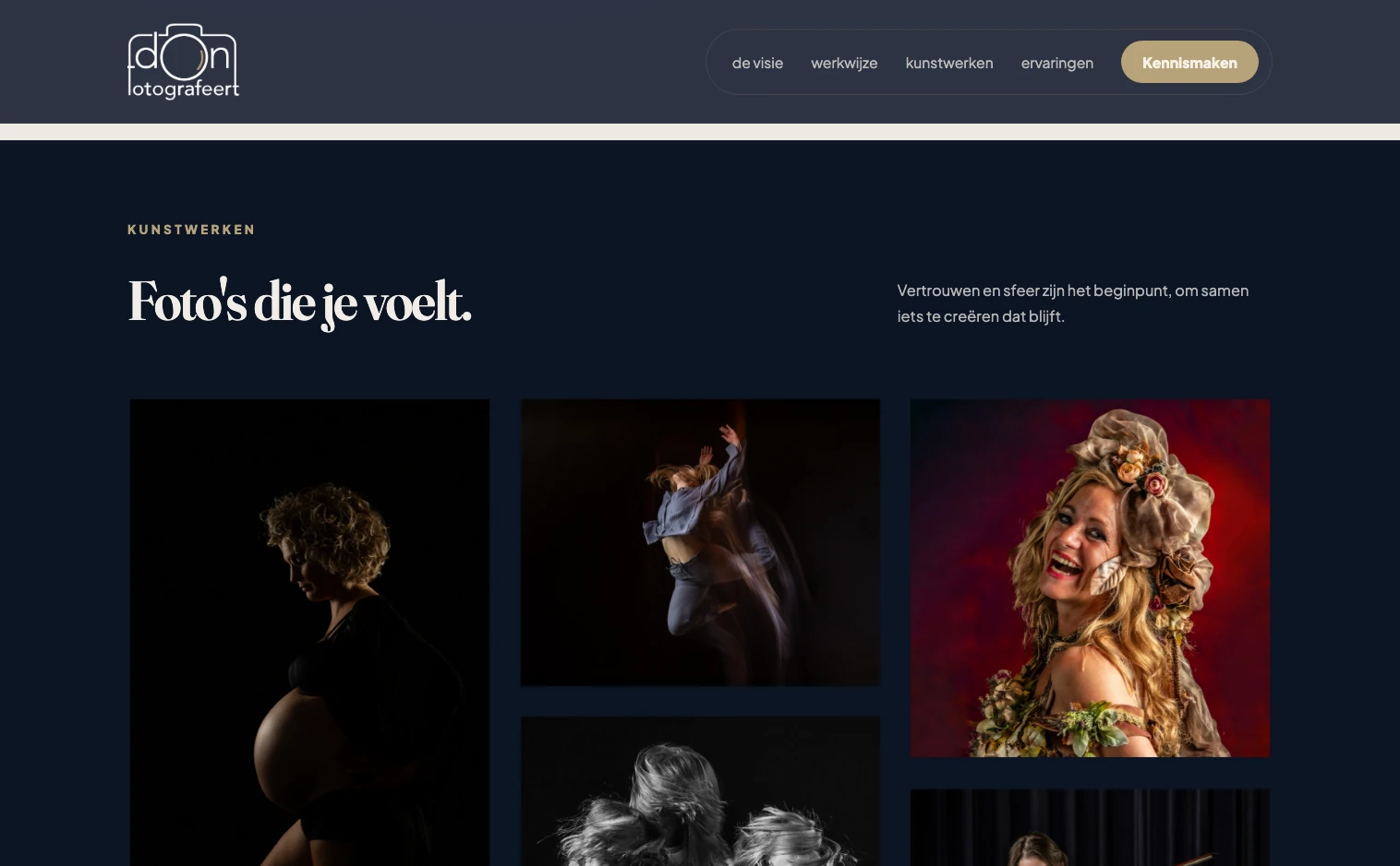De portretten bekijken op de desktopwebsite van Don Fotografeert