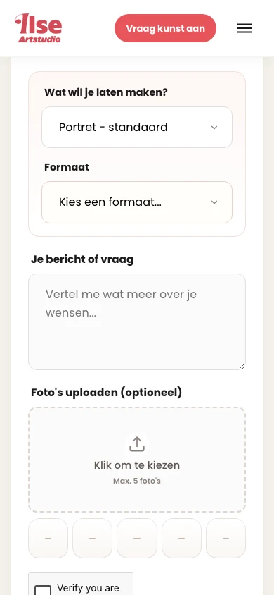 Je eigen idee delen op de mobiele website van Ilse Artstudio