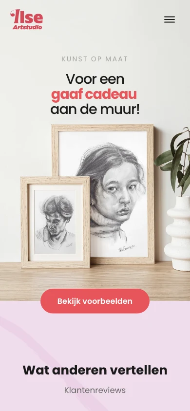Mobiele website van Ilse Artstudio