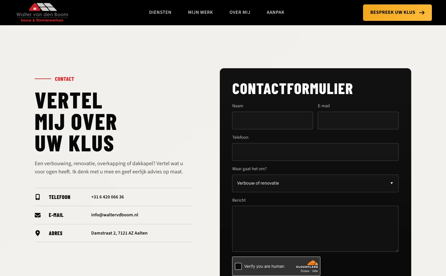 Je plannen toelichten op de desktopwebsite van Walter van den Boom