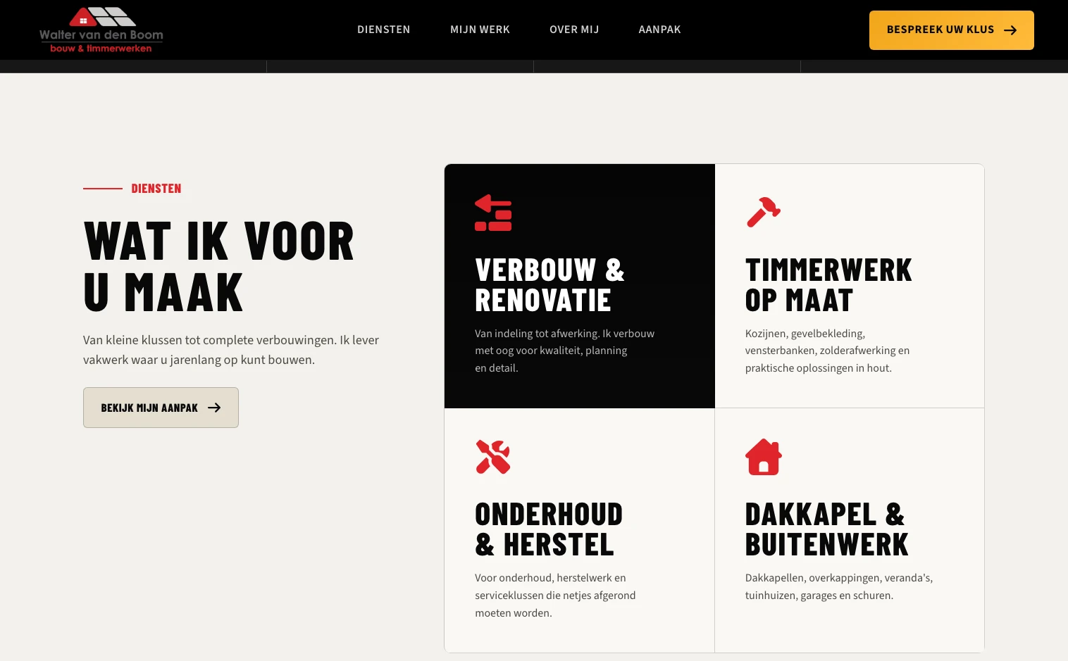 De werkzaamheden bekijken op de desktopwebsite van Walter van den Boom