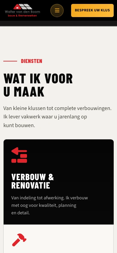 De werkzaamheden bekijken op de mobiele website van Walter van den Boom