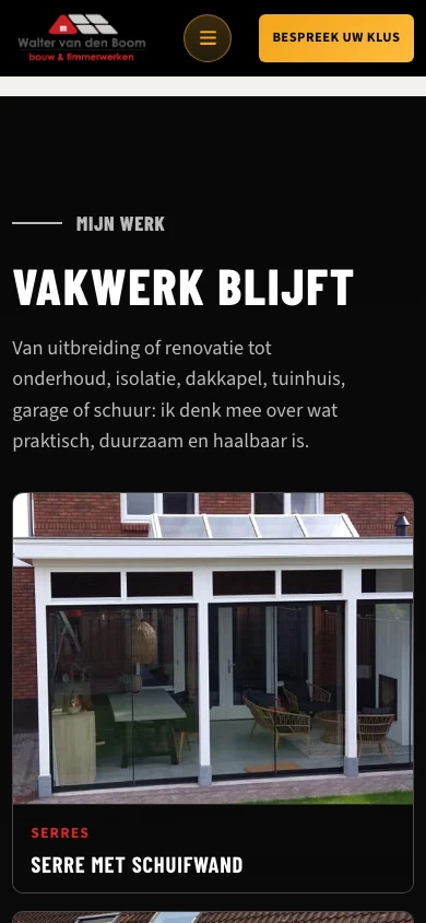 Echte projecten bekijken op de mobiele website van Walter van den Boom